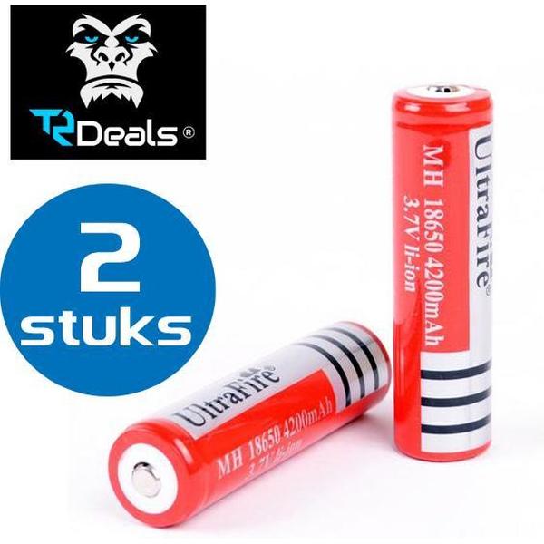 TR Deals ® 2x Ultrafire 18650 - 4200 mah 3.7 Volt oplaadbare batterij - Geschikt voor zaklampen, videodeurbel, laserpennen en meer!