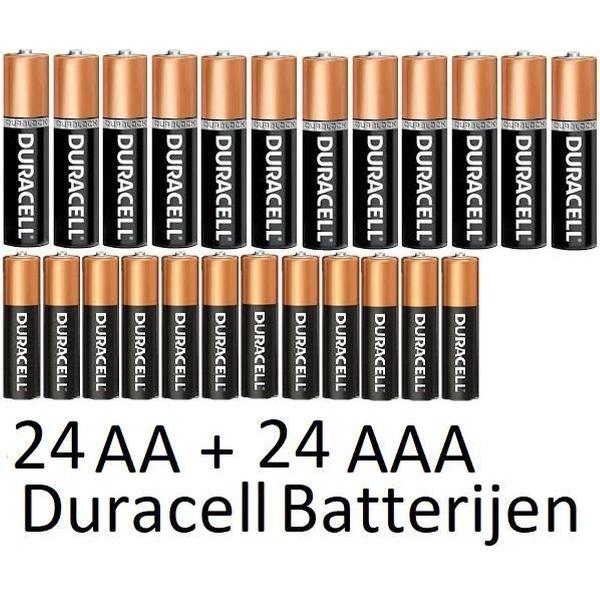 24 Stuks AA + 24 Stuks AAA Duracell Alkaline Batterijen
