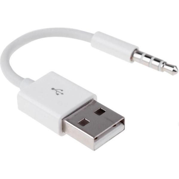 USB 2.0 male naar 3.5mm Audio AUX male Kabel – Wit – 15cm