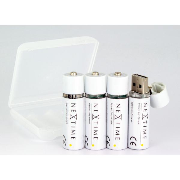 NeXtime USB oplaadbare Batterij - AA Batterijen - Oplaadbaar via USB - Pack van 4x AA Penlite