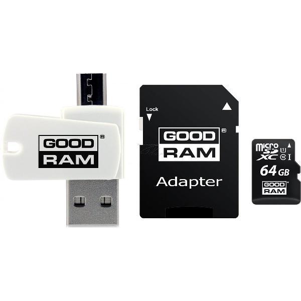 Goodram All in one SD-kaart 64 GB opslag - Met usb, micro usb en SD-adapter