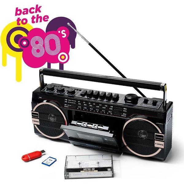 Ricatech PR1980 Old School Ghetto Blaster – 355mm | Draagbare Radio met USB en SD Aansluit