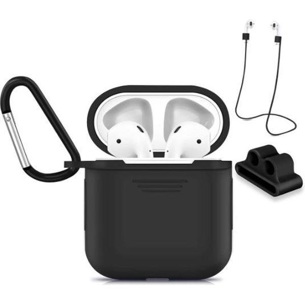 Accessoires Set met Silicone Hoesje, Case en Strap voor Apple Airpods – Zwart