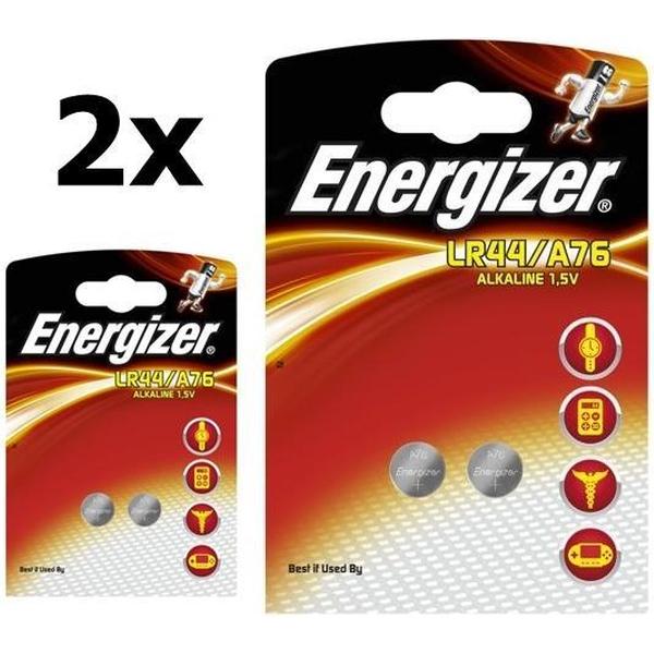 4 Stuks (2 Blisters a 2St) - Energizer G13 / LR44 / A76 1.5V knoopcel