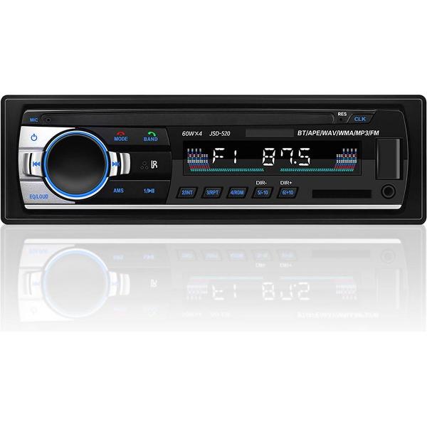 Strex Autoradio voor alle auto's met Bluetooth, USB, AUX en Handsfree - Afstandsbediening - Enkel DIN Auto Radio met Ingebouwde Microfoon