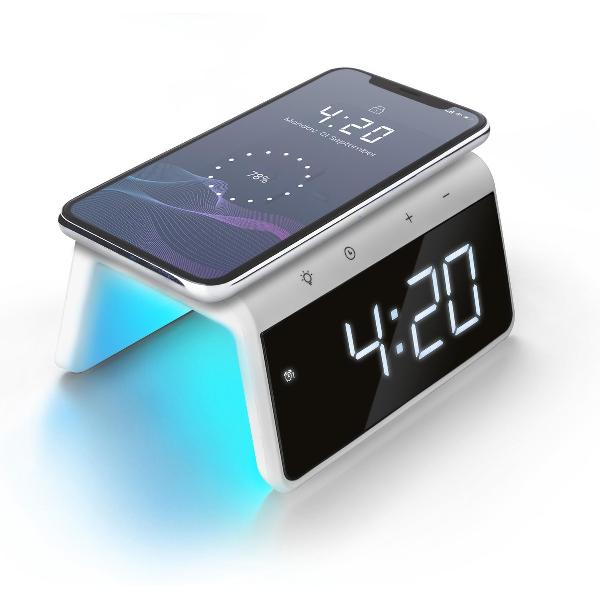 Caliber HCG019QI/w - Wekker met draadloos laden - Wit