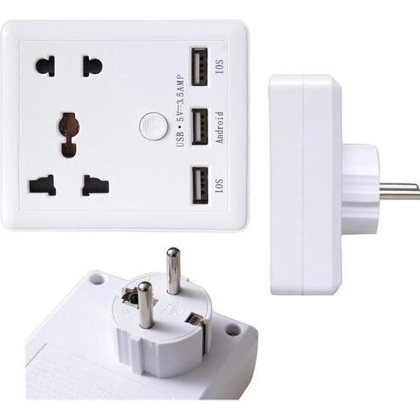 Universeel adapter / thuislader met 3 USB 3.5 Ampère poorten