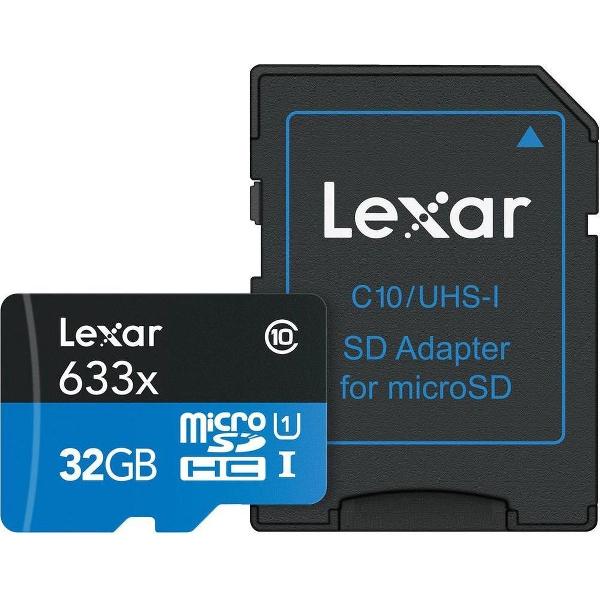 Lexar High Performance Micro SD kaart 32GB met SD adapter
