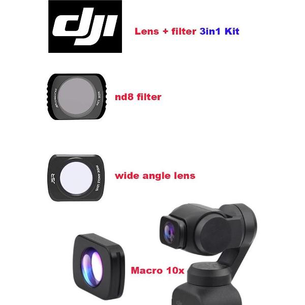 DJI osmo pocket LENS en FILTER kit 3 stuks macro + wide angle lens + nd8(neutral density filter)