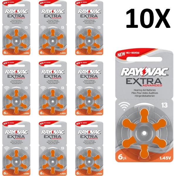 Rayovac extra advanced gehoorapparaat batterijen - 13 - oranje - 10 x 6 stuks