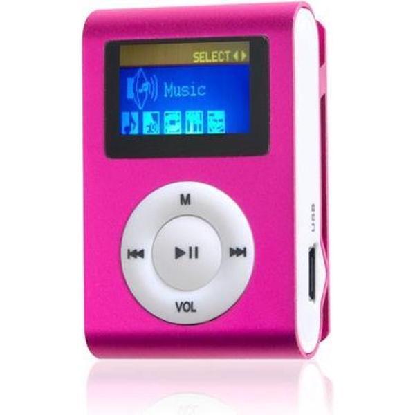 Mini MP3 speler FM radio met display Incl. 4GB geheugen - Roze