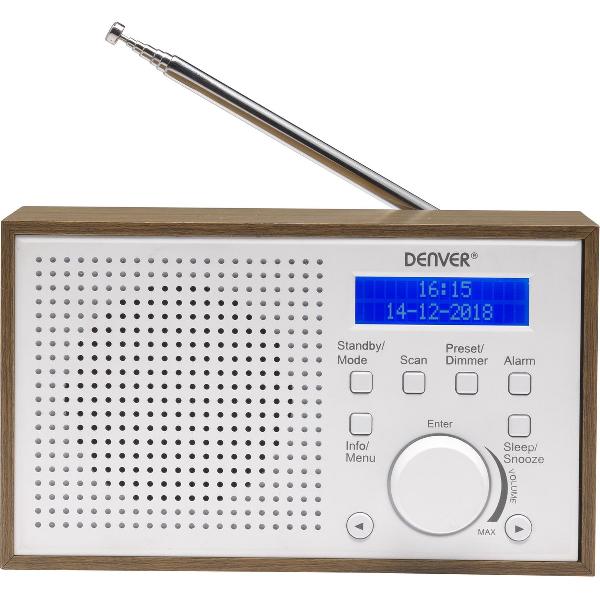 Denver DAB-46 / Retro FM radio / DAB + / LCD Display / Alarmfunctie / Wit