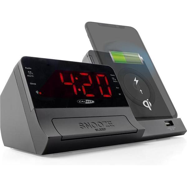 Caliber HCG012QI-BT - Wekkeradio met bluetooth en QI lader - Zwart