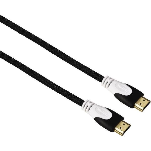 Hama High-speed HDMI™-kabel, st.-st., Ethernet, stof, verguld, zwart, 1,5 m