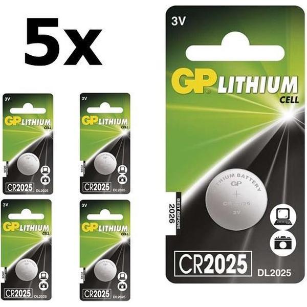 5 Stuks (5 Blister a 1st) GP CR2025 3v lithium knoopcel batterij