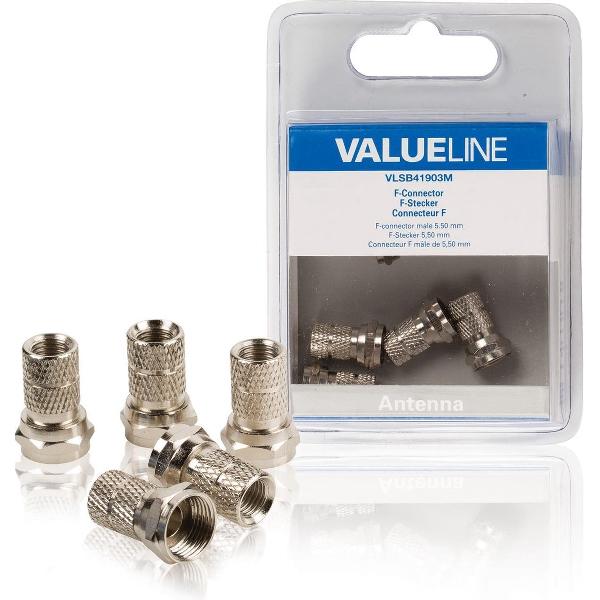 F-Connector 5.5 mm Male Metaal Zilver
