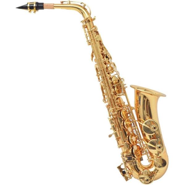 vidaXL Altsaxofoon messing met goudlak Eb