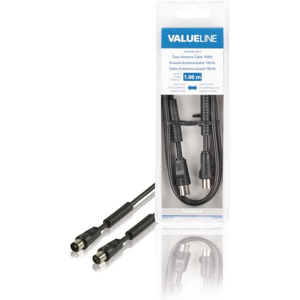 Valueline Vlsb40010b10 Coax Antennekabel 100 hz Coax Mannelijk - Coax Vrouwelijk 1,00 M Zwart