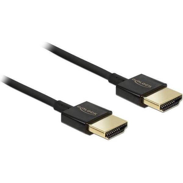 DeLOCK Dunne HDMI kabel - versie 2.0 (4K 60Hz) / zwart - 1,5 meter
