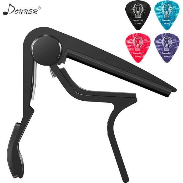 Luxe Aluminium Gitaar Capo | 4 Plectrums | Capo | Gitaar Capo | Gitaar Klem | Guitar Capo | Elektrische gitaar | Akoestische gitaar| Gitaar klem |