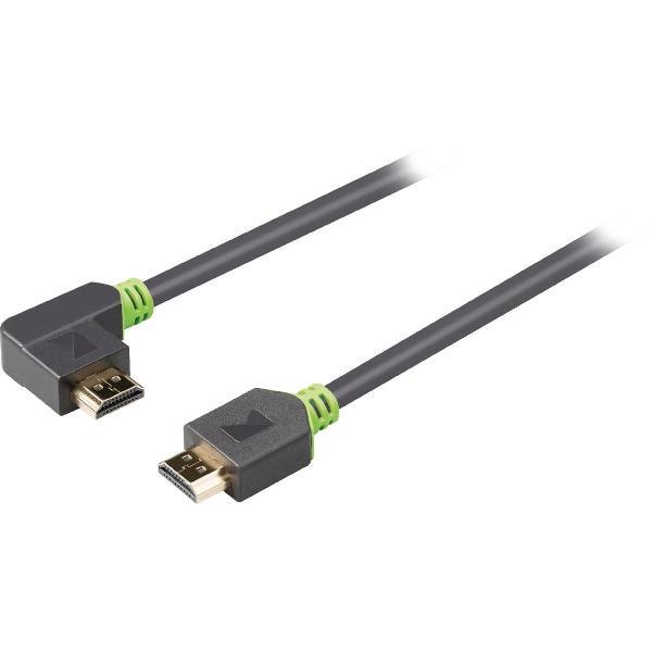 High Speed HDMIâ¢ Cable with Ethernet HDMIâ¢ Connector - HDMIâ¢ Connector left-angled 2.00 m grey