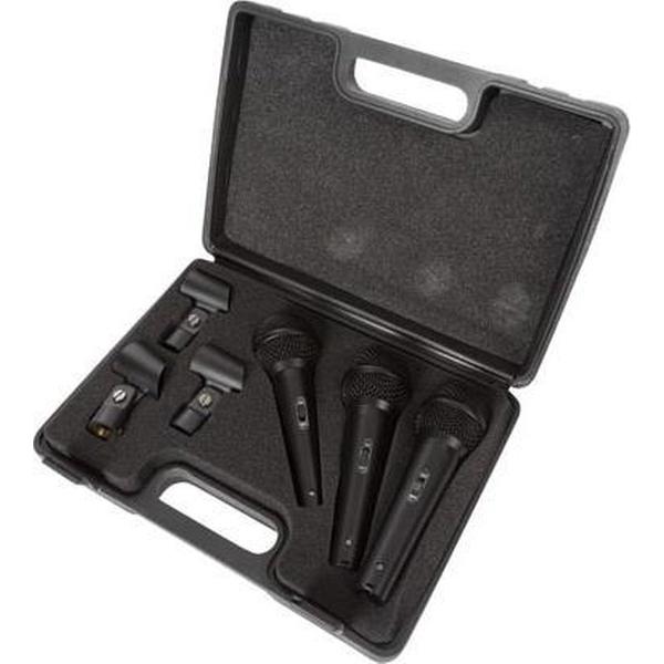 Velleman SET MET 3 DYNAMISCHE MICROFOONS - ZWART - in PLASTIC KOFFER (HQMC10007)