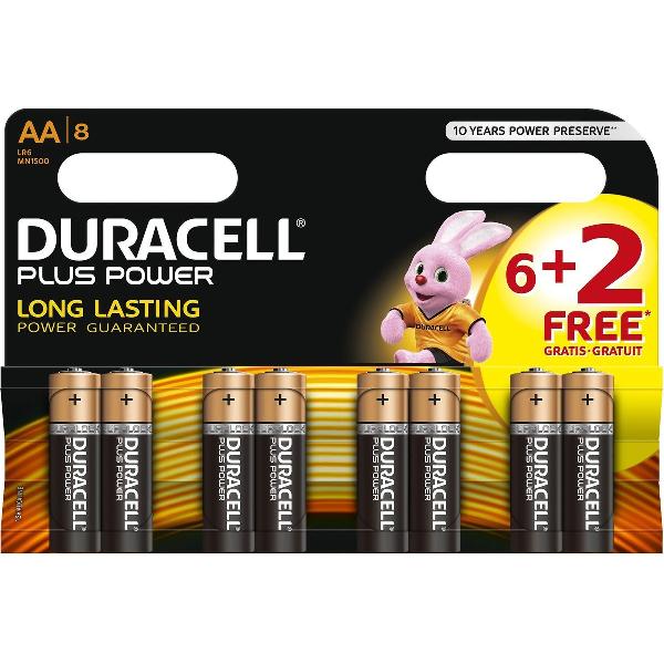 Duracell Plus Power AA Alkalinebatterijen 6+2