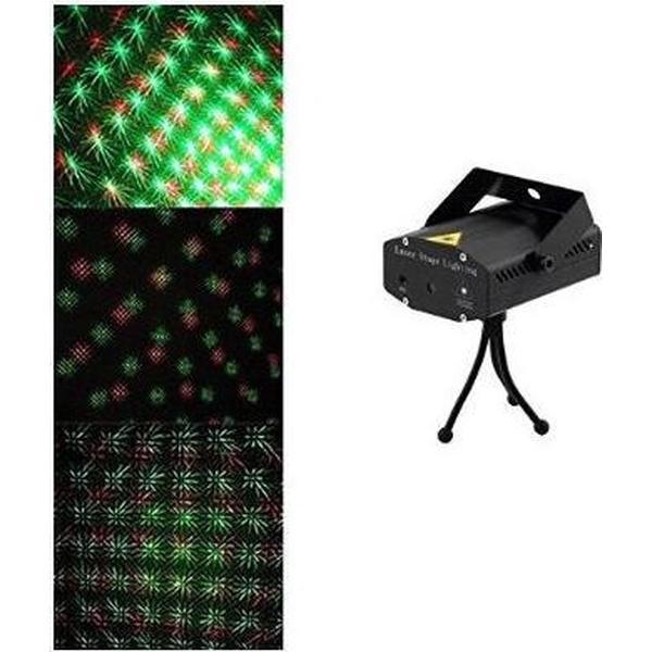 Mini Laser Stage Lighting rood/groen muziekgestuurd - Zwart