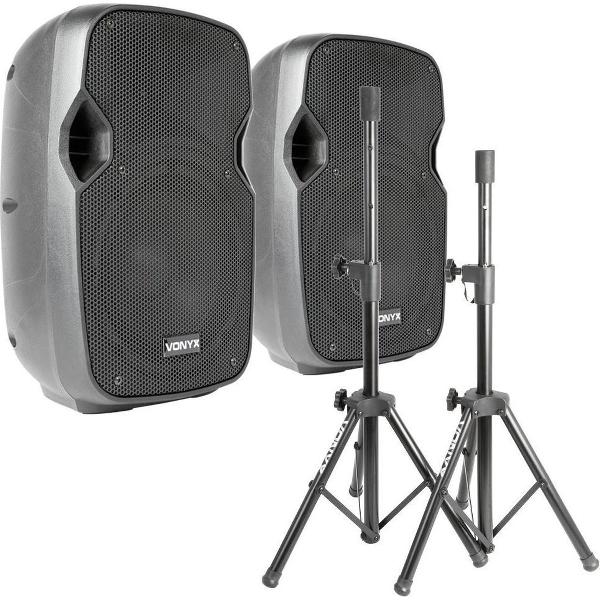 Vonyx AP800 speakerset (actief / passief) met standaards en tussenkabel - 400W