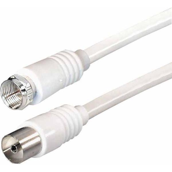 PremiumConnect Eenvoudige coaxkabel met f-connector en vrouwelijke coax connector - 2,5 meter