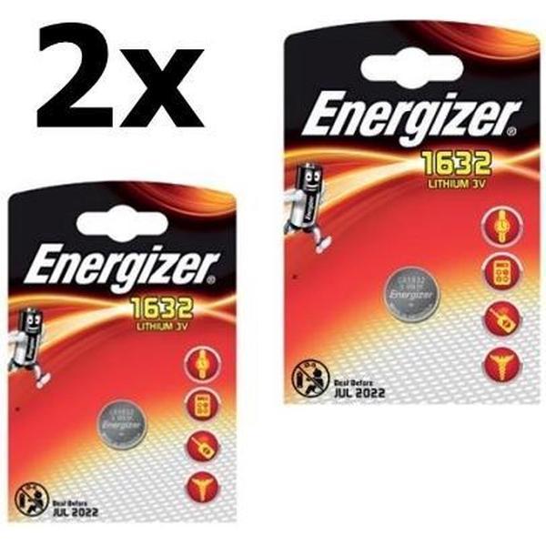 2 Stuks ( 2 Blister ) Energizer CR1632 125mAh 3V Lithium Knoopcel Batterij