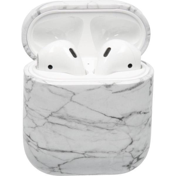 Airpods Marmer Case Cover - Beschermhoes - Wit - Geschikt voor Apple Airpods