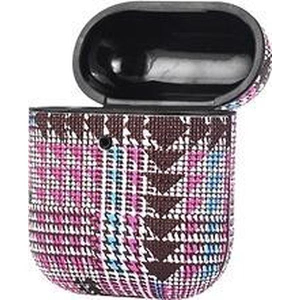 TERRATEC AirBox beschermhoesje voor AirPods Fabric Grain 2 Patroon Roze Blauw