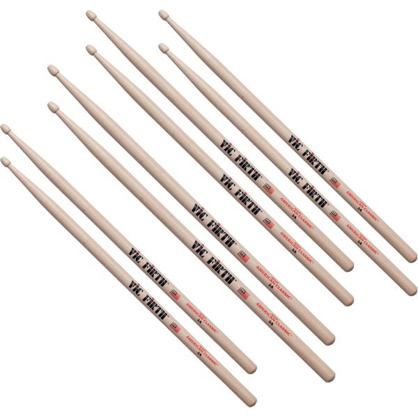 Vic Firth promopack 5A 3+1 - Houten tip - Pack 3x5A + 1x5A