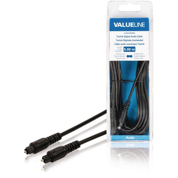 Valueline Toslink, 5m audio kabel Zwart