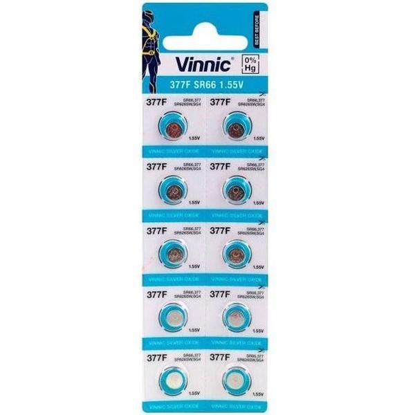 10 Stuks (1 Blister a 10st) Vinnic 377 / 376 / SR 626 SW / G4 1.55V Alkaline horloge knoopcel batterij
