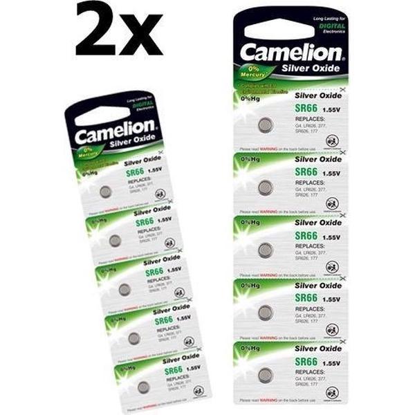 10 Stuks (2 Blisters a 5st) - Camelion Silver Oxide SR66W/377 1.55V knoopcel batterij