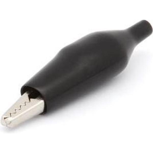 GEISOLEERDE KROKODILLENKLEMMEN MET HULS 44mm - ZWART (CM6B)