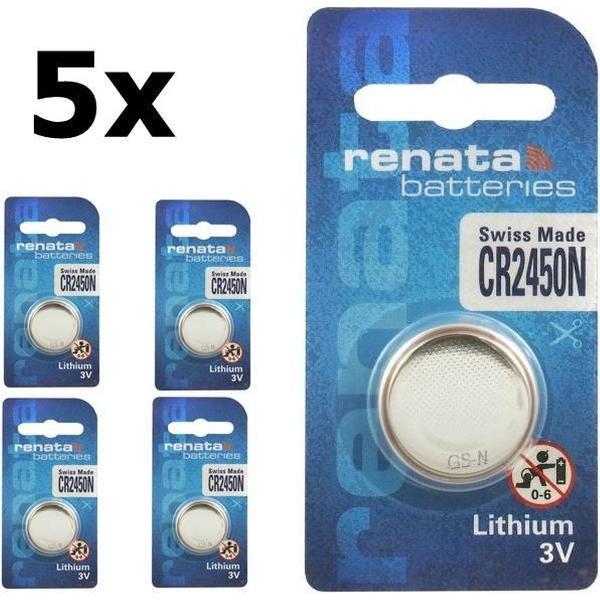 5 Stuks Renata CR2450N 3V Lithium knoopcel batterij