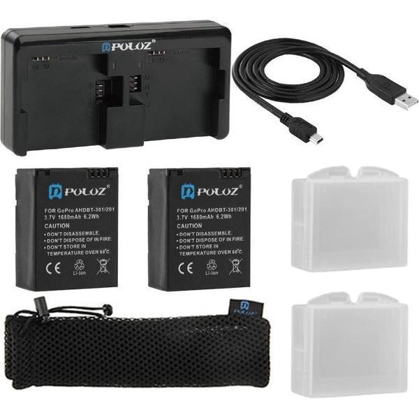 7 in 1 GoPro HERO 3+ / 3 Accu & Oplader Combi Kit (Accu + Kabel + Batterijlader + verzamel zak)