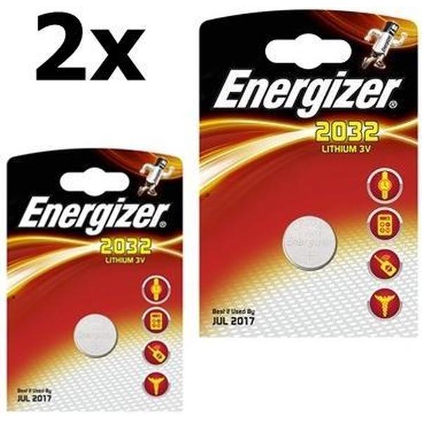 2 Stuks Energizer CR2032 3V Lithium batterij