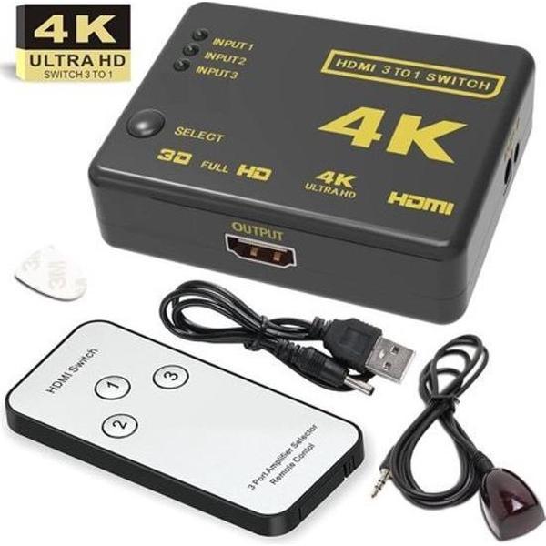 Garpex® HDMI Switch 3 Poorts met afstandsbediening Ultra HD 4k 3D