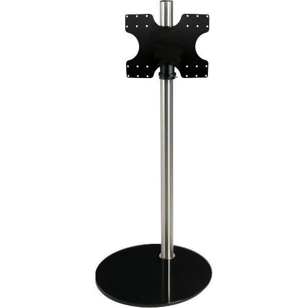 Cavus Sphere L 120cm Design Tv Vloerstandaard - Hoogglans Zwart Glas & RVS - Tv meubel geschikt voor 32-65 inch tot 30 kg - VESA 400x300 400x200 300x300 300x200