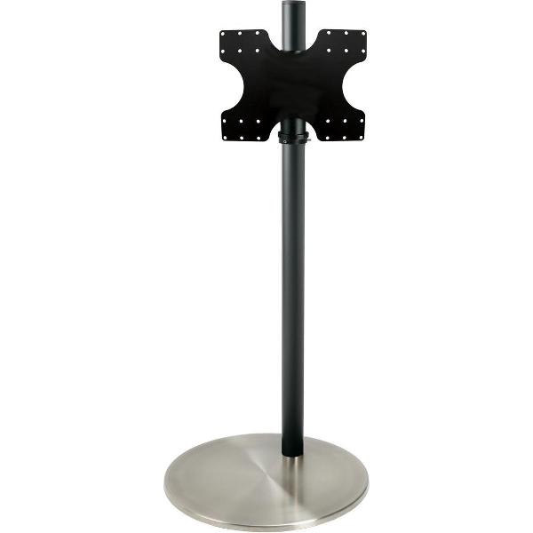 Cavus zwarte vloerstandaard met RVS voet voor TV's tot 55 inch - 100 cm hoog