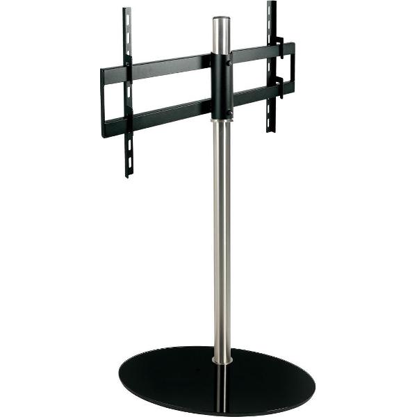 Cavus RVS vloerstandaard met zwarte glazen voet voor TV's tot 65 inch - 100 cm hoog