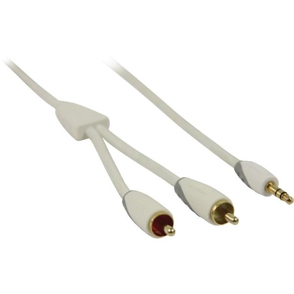 Bandridge witte 3,5mm Jack - Tulp stereo 2RCA kabel met vergulde contacten - 5 meter