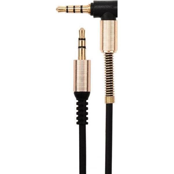 Coretek 3,5mm Jack gekrulde hoofdtelefoon kabel met microfoon - zwart - 2 meter