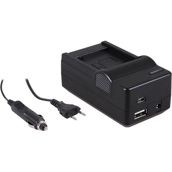 Huismerk 4-in-1 acculader voor Panasonic DMW-BLG10PP accu - compact en licht - laden via stopcontact, auto, USB en Powerbank