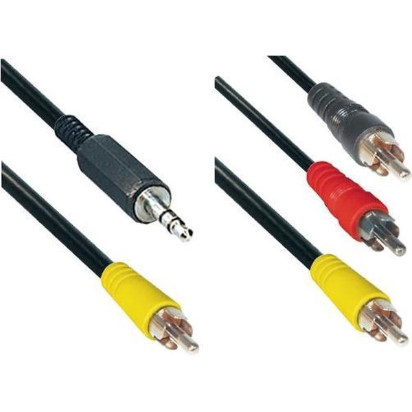 Transmedia Tulp composiet naar Tulp composiet en 3,5mm Jack audio video kabel - 3 meter