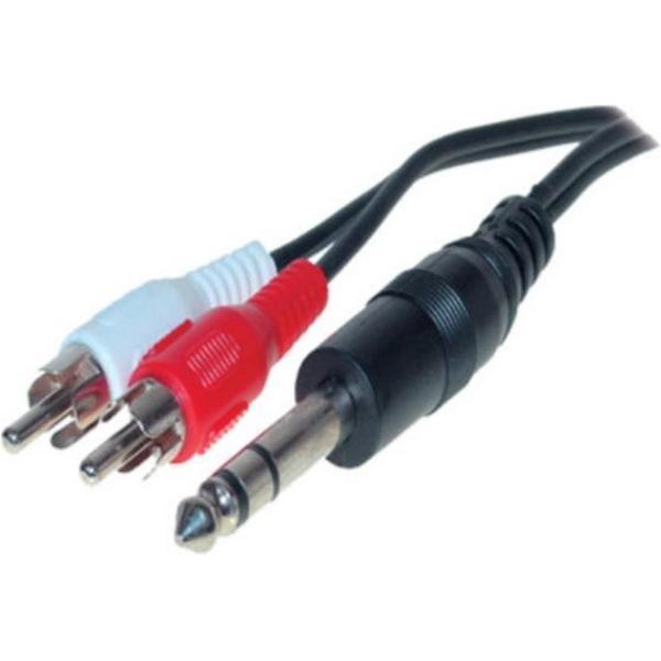 Eenvoudige 6,35mm Jack stereo - Tulp stereo 2RCA kabel - 0,20 meter